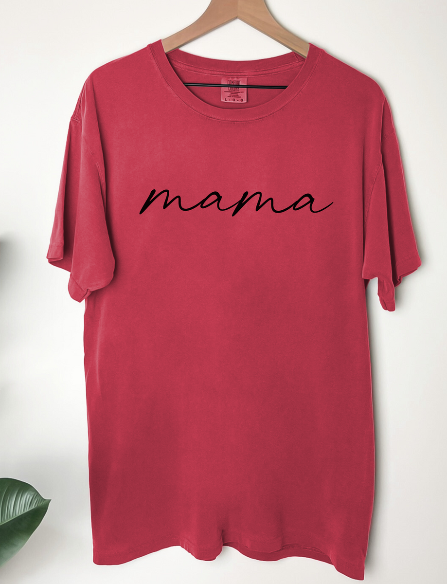 Cursive Mama Comfort Colors Short Sleeve Black Font