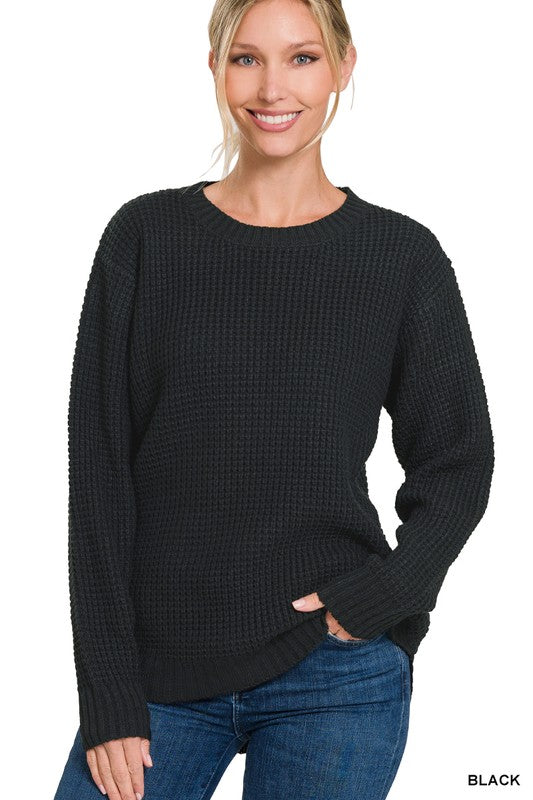 Benny Waffle Knit Sweater - Black – HUDSON HOUSE BOUTIQUE