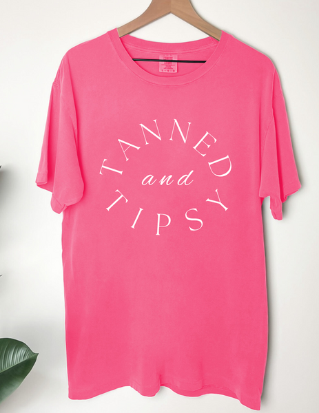 Tanned and Tipsy Comfort Color Tee - Crunchberry