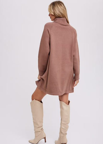 Arrianne Turtleneck Sweater Dress - Latte