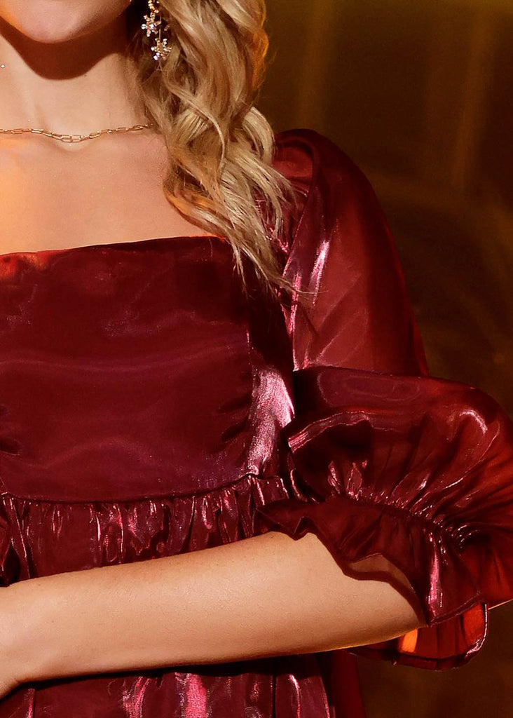 Libby Satin Babydoll Dress - Burgundy HUDSON HOUSE BOUTIQUE Libby Satin Babydoll Dress - Burgundy HUDSON HOUSE BOUTIQUE
