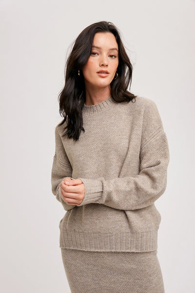 Mock Neck Pullover - Mushroom