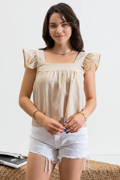 Lucia Solid Flutter Sleeve Top