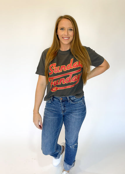 Sunday Funday Comfort Colors Boxy Tee - Pepper