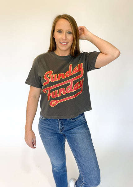 Sunday Funday Comfort Colors Boxy Tee - Pepper