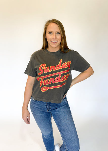 Sunday Funday Comfort Colors Boxy Tee - Pepper