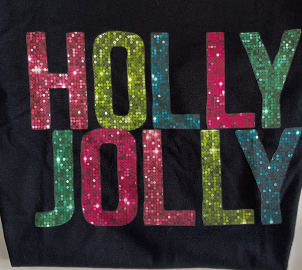 Faux Sequin Holly Jolly Long Sleeve