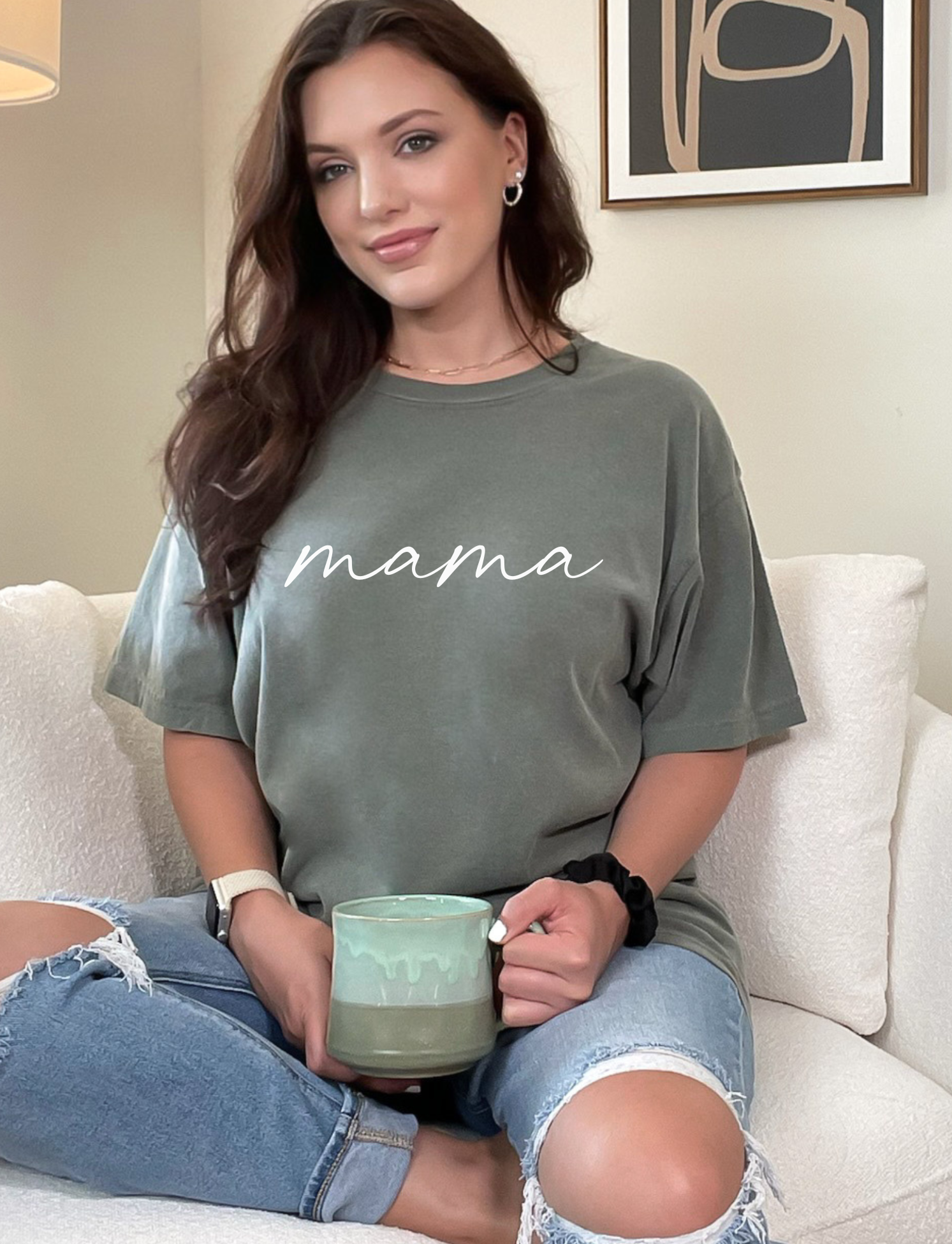 Cursive Mama Comfort Colors Short Sleeve - White Font