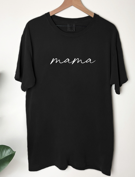 Cursive Mama Comfort Colors Short Sleeve - White Font