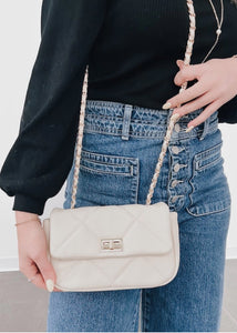 Queenie Quilted Crossbody Bag - Cream