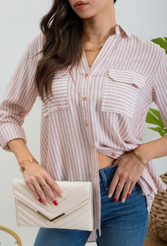 Take Me To The Beach Blouse - Peach