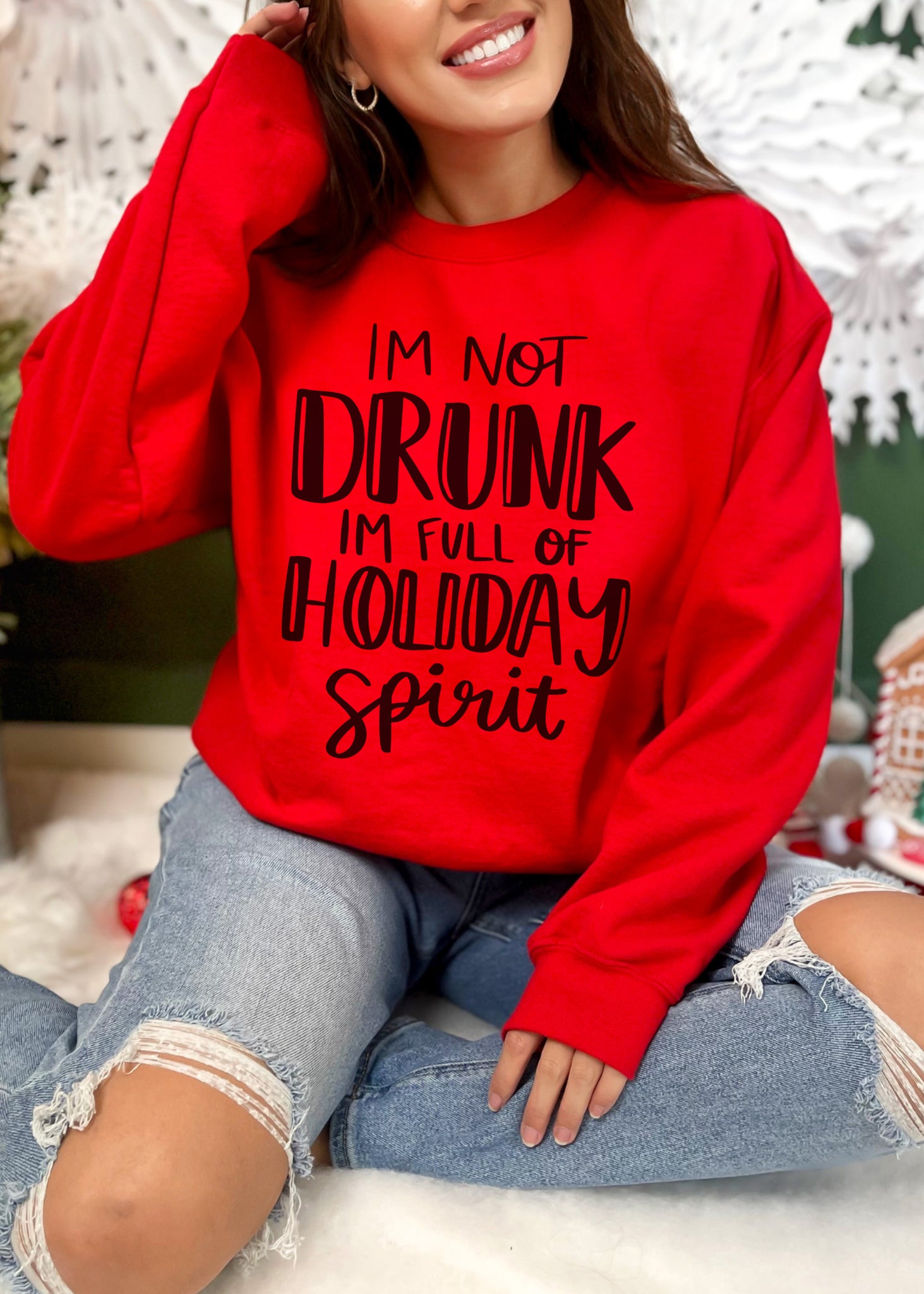 Full Of Holiday Spirit Sweatshirt - Red