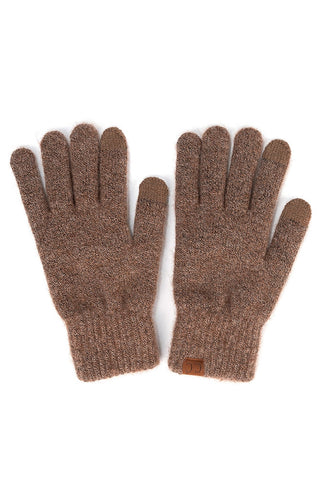 C.C Heather Knit Plain Gloves - Cacao