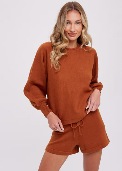 Sasha Sweater Lounge Set Top - Camel