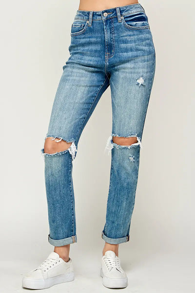 Hayden Medium Wash - High Rise Mom Jeans - HUDSON HOUSE BOUTIQUE