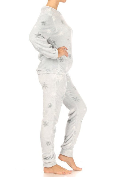Plush Faux Fur Snowflake Pajama Top