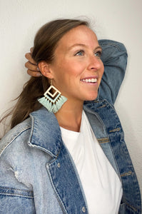 Bold Love Fringe Earrings - Mint - HUDSON HOUSE BOUTIQUE