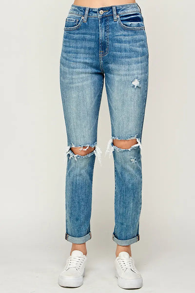 Hayden Medium Wash - High Rise Mom Jeans - HUDSON HOUSE BOUTIQUE