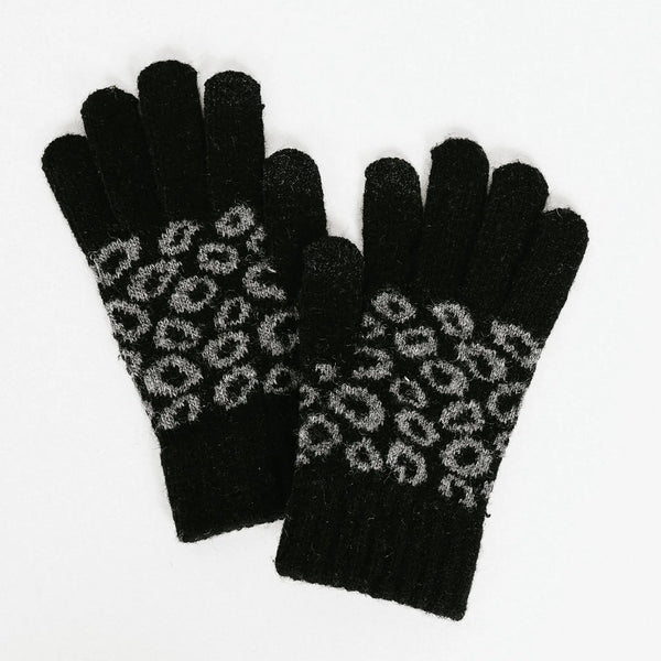 Leopard Knit Smart Touch Gloves