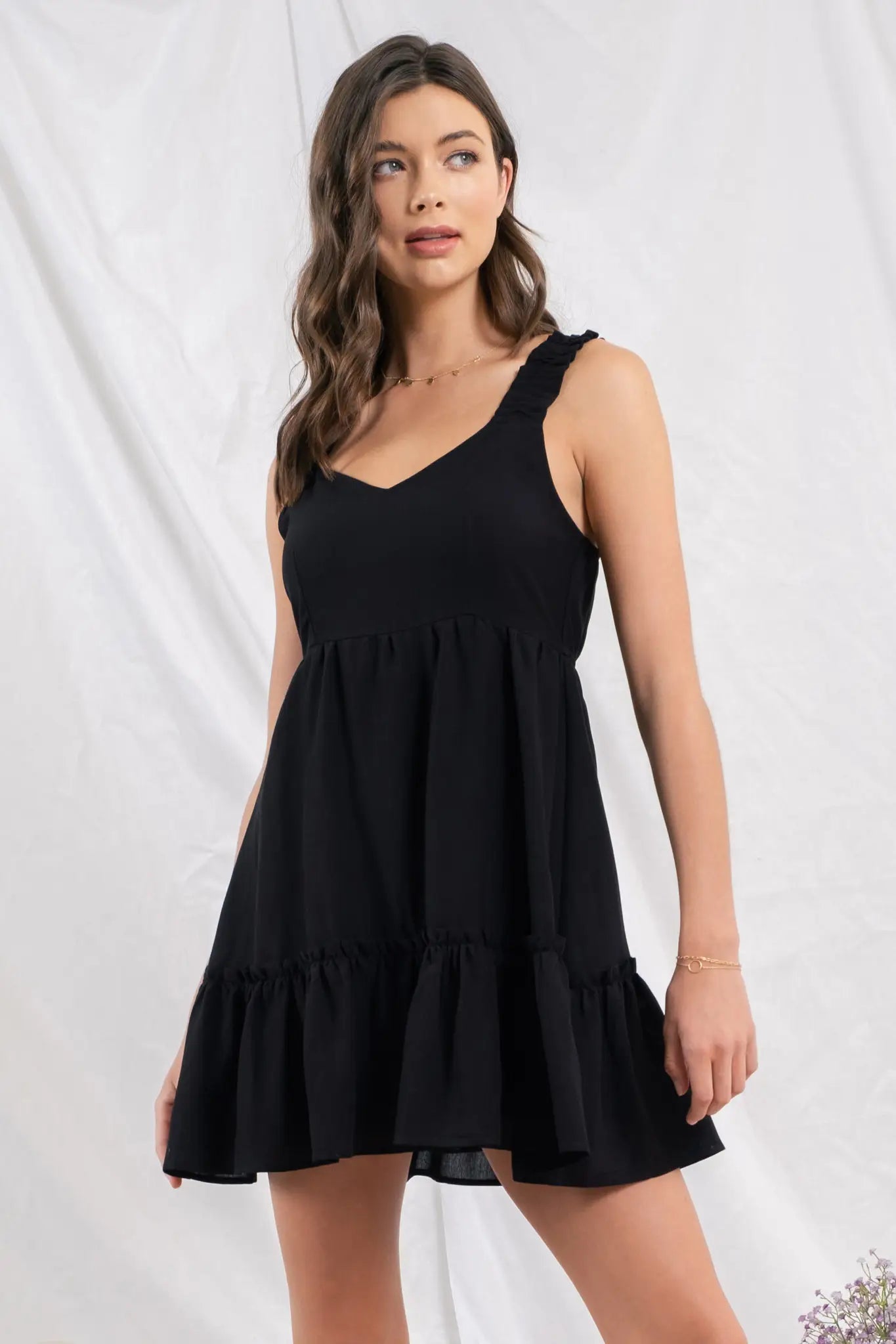 Ginny Wide Strap Solid Mini Dress - Black Small Ginny Wide Strap Solid Mini Dress - Black Small