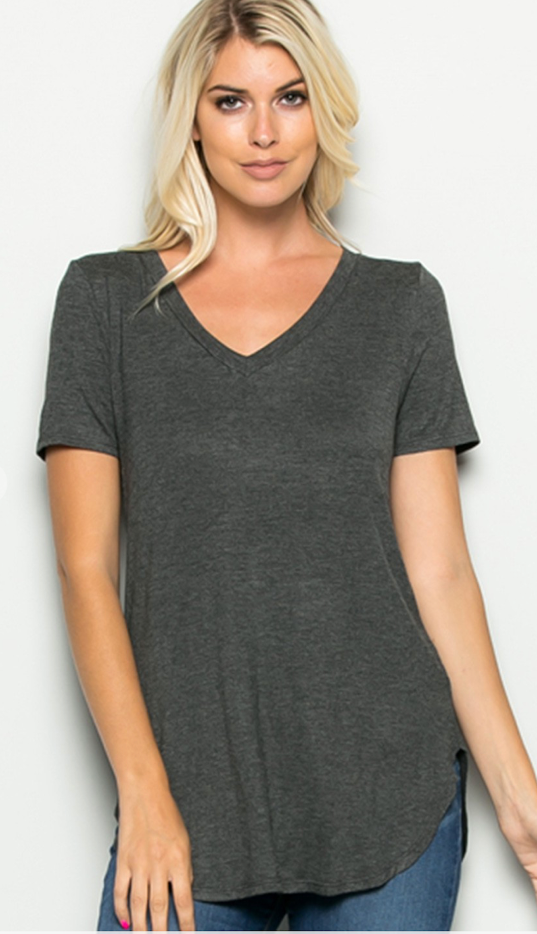 Classic Charcoal V-neck Tee