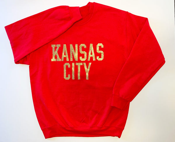 Glittery Kansas City Sweatshirt - Red and Gold