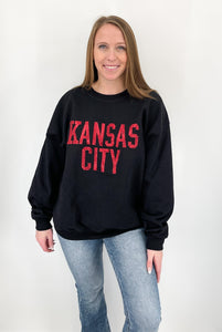 Glittery Kansas City Sweatshirt - Black and Red